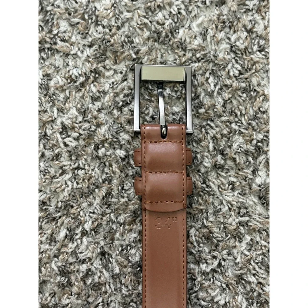 Marino Avenue Italian Leather Belt Dress Belt Men's Sz 34 Light Chocolate Brown